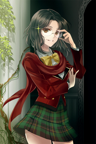 artist_request, bangs, black_hair, blazer, bow, brown_eyes, dress_shirt, glasses