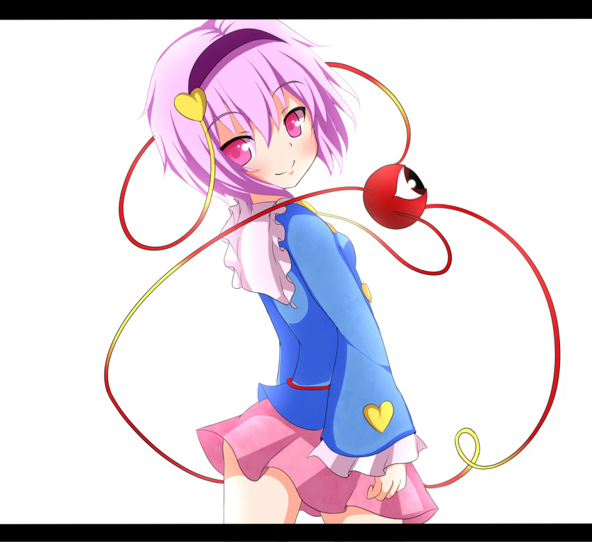 eyebrows, hairband, heart, komeiji_satori, letterboxed, pink_eyes, purple_hair, rou_neko_(bbaaa333)