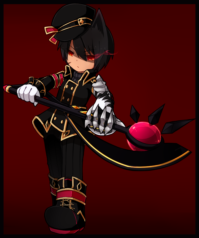 animal_ears, boots, chibi, elsword, gloves, glowing, glowing_eye, hat