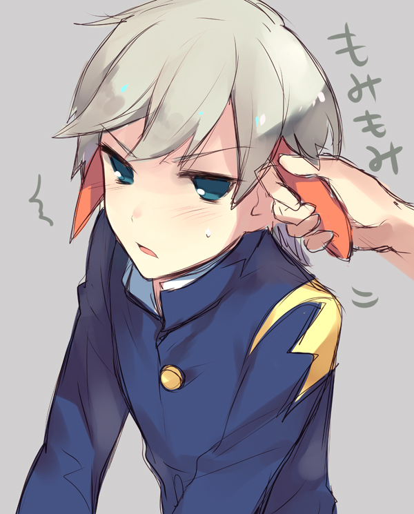 1boy, blush, gakuran, hair_pull, ichino_nanasuke, inazuma_eleven_(series), inazuma_eleven_go, male