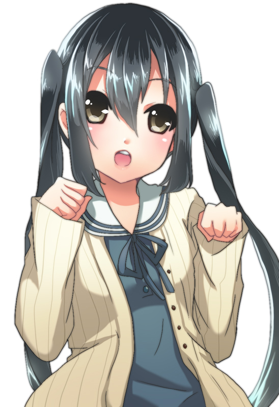 black_hair, brown_eyes, cardigan, colored, emappo, k-on!, k-on!_movie, long_hair