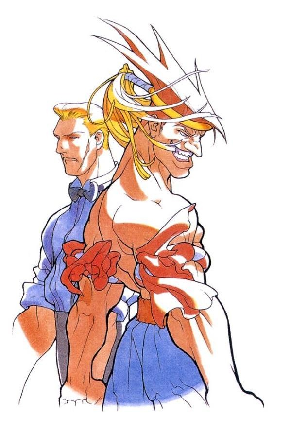 2boys, 90s, abs, adon, bengus, blonde_hair, capcom, crmk