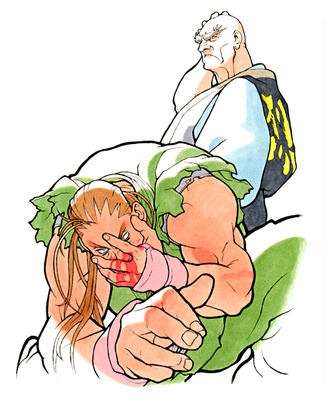 90s, bald, bengus, blood, blue_eyes, brown_hair, capcom, crmk