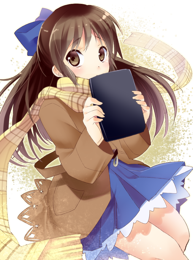 bow, brown_eyes, brown_hair, hair_bow, half_updo, idolmaster, idolmaster_cinderella_girls, scarf