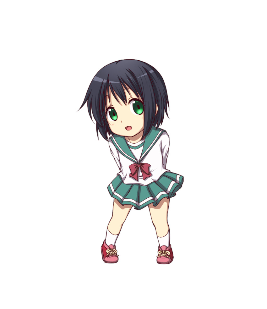 black_hair, chibi, chuunibyou_demo_koi_ga_shitai!, green_eyes, highres, kuena, school_uniform, serafuku