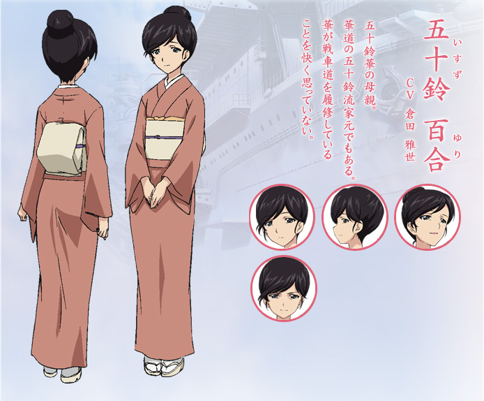 black_eyes, black_hair, character_sheet, concept_art, dress, expressions, girls_und_panzer, isuzu_yuri