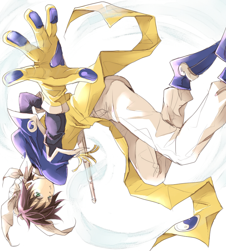 bandana, bandanna, black_hair, gloves, green_eyes, houshin_engi, looking_at_viewer, male