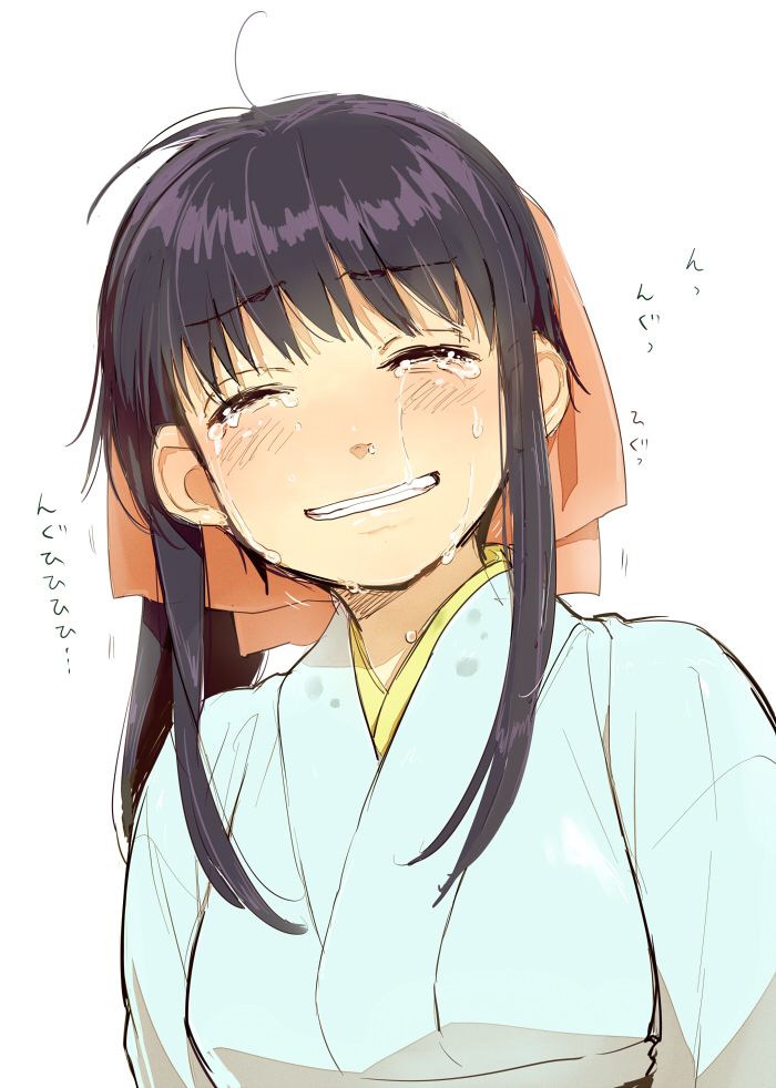 black_hair, closed_eyes, crying, eyes_closed, face, hair_ribbon, japanese_clothes, kamiya_kaoru