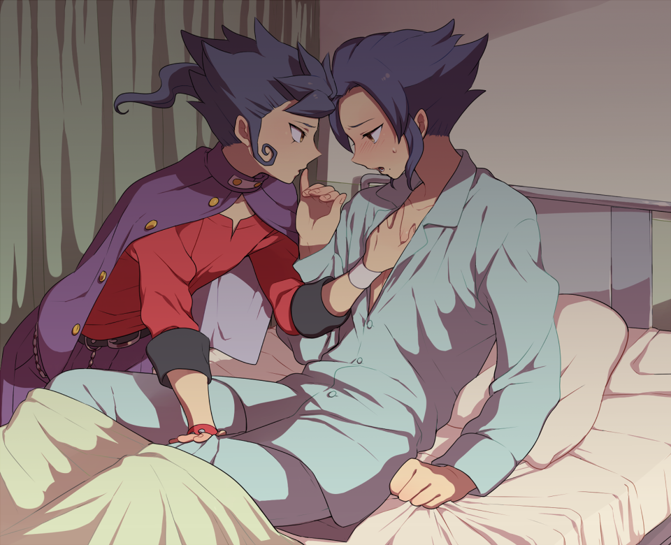 blue_hair, blush, brothers, cape, inazuma_eleven, inazuma_eleven_(series), inazuma_eleven_go, incest