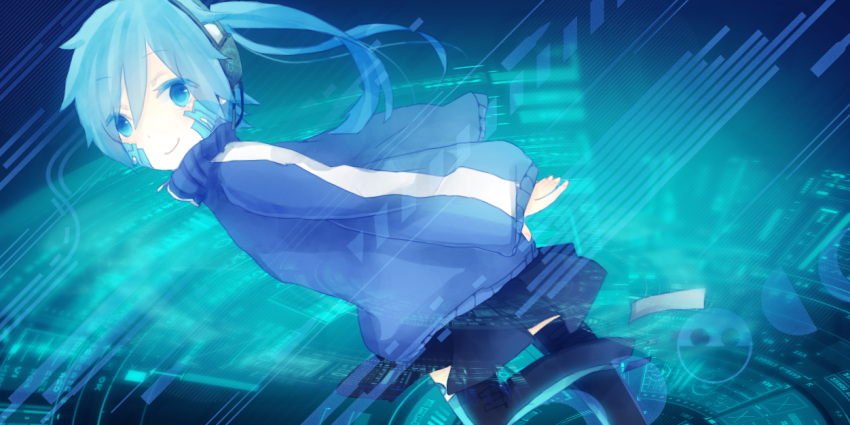 ene_(kagerou_project), jinzou_enemy_(vocaloid), kagerou_project, smile, suzaku_(syoko975), thighhighs, track_jacket, vocaloid