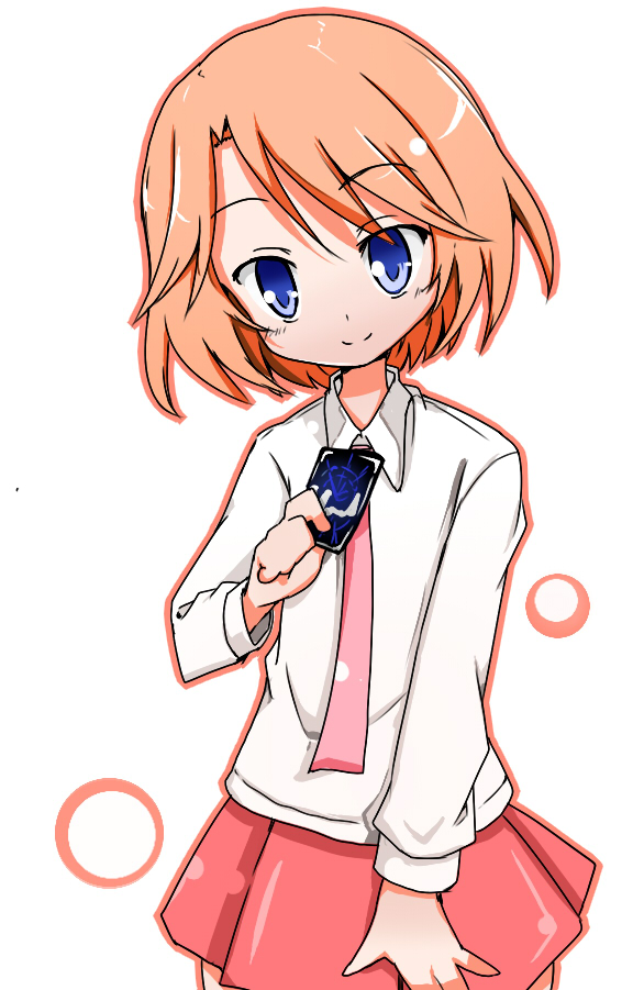 blue_eyes, cardfight!!_vanguard, cardfight!!_vanguard_(cards), looking_at_viewer, maiku, orange_hair, sendou_emi, short_hair