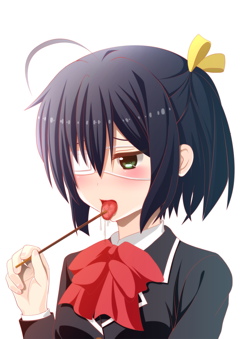 ahoge, black_hair, blazer, blush, chuunibyou_demo_koi_ga_shitai!, eyepatch, green_eyes, hati_(19870119hy)