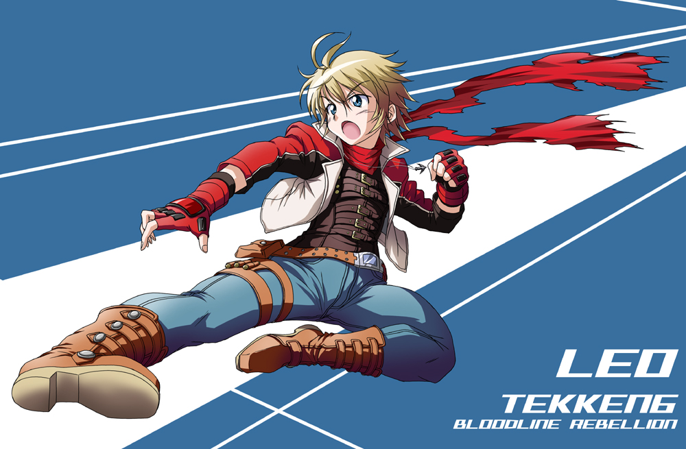 ahoge, androgynous, belt, blonde_hair, blue_eyes, boots, character_name, eleonore_kliesen