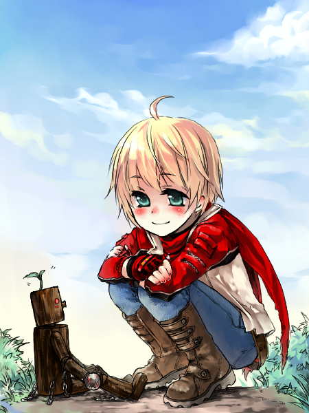 blonde_hair, leo_kliesen, mokujin, namco, reverse_trap, scarf, scr.e, sky