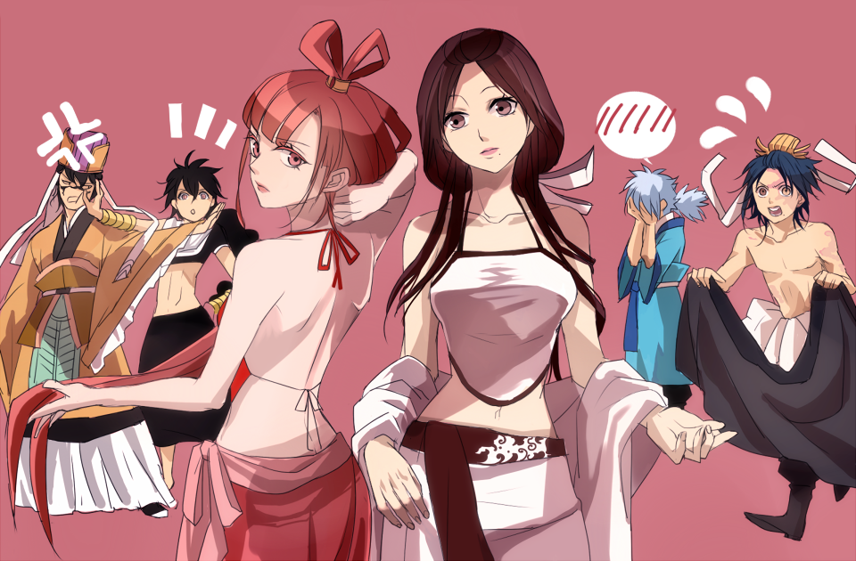 4boys, black_hair, blue_hair, braid, brown_eyes, chinese_clothes, hair_ornament, hair_rings