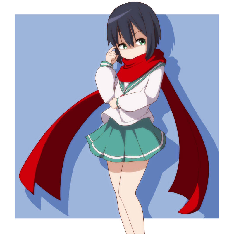 chuunibyou_demo_koi_ga_shitai!, green_eyes, honjou, scarf, school_uniform, serafuku, short_hair, solo