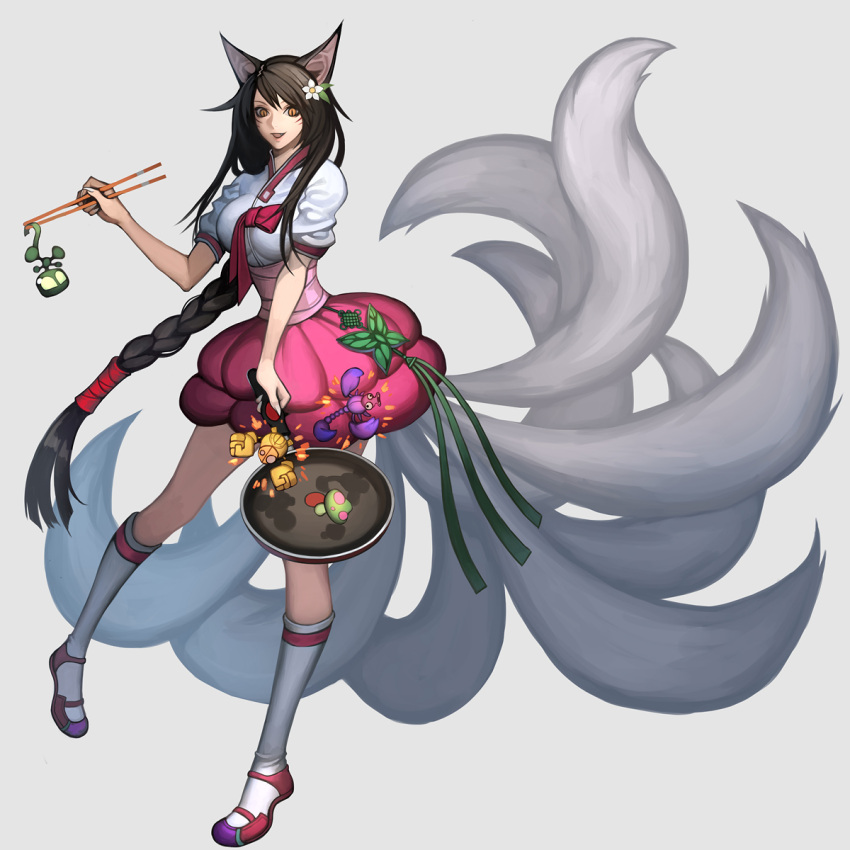 alternate_costume, amumu, animal_ears, black_hair, blitzcrank, braid, braided_hair, butterfly