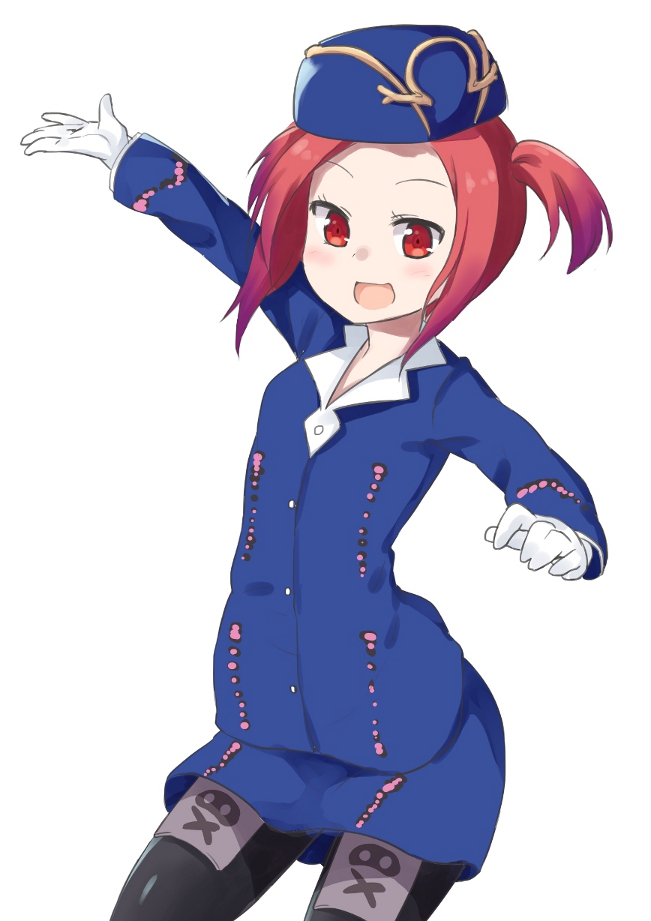 arm_up, binsen, character_request, duel_monster, gloves, hat, open_mouth, pantyhose