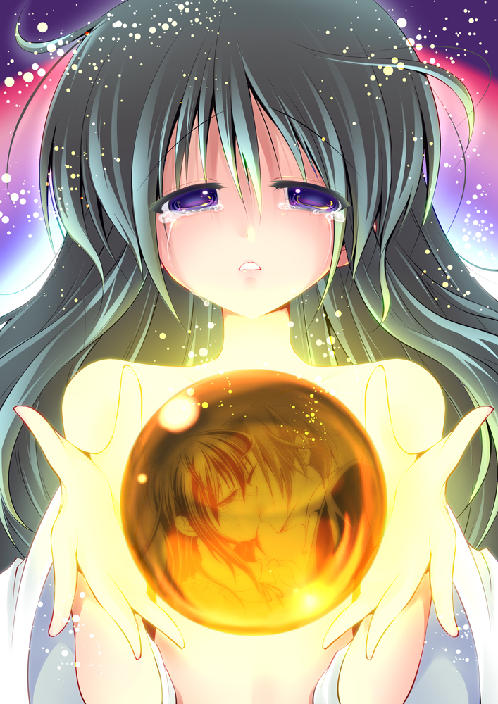 1girl, black_hair, blue_eyes, blush, closed_eyes, enjoy_mix, eyes_closed, kiss