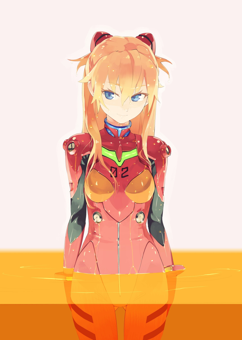 blue_eyes, bodysuit, brown_hair, hair_ornament, highres, lcl, long_hair, neon_genesis_evangelion