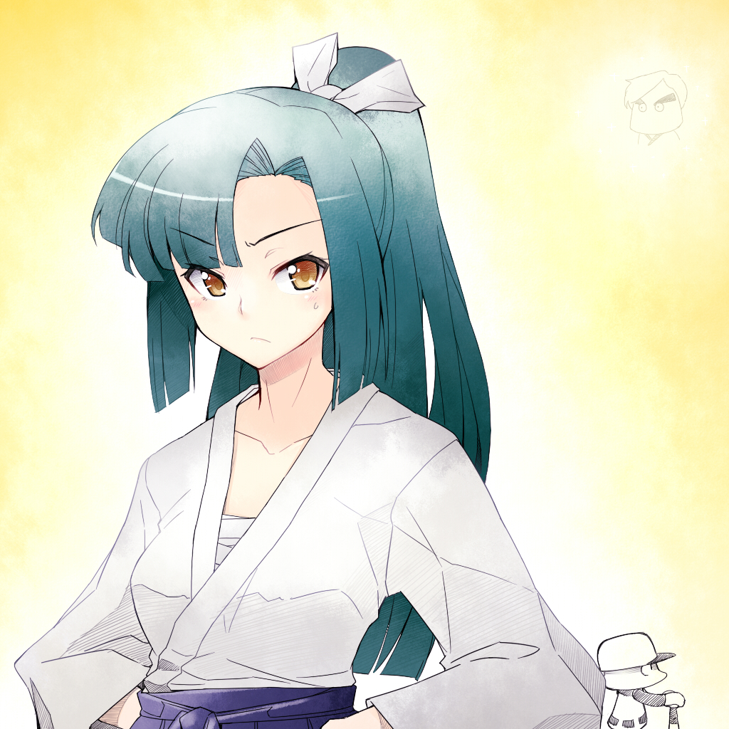 2boys, blush, green_hair, kayama_kensaku, long_hair, mechazinaida, multiple_boys, nikaidou_makoto, power_poke-kun_(13), power_pro_kun_pocket, power_pro_kun_pocket_13, solo