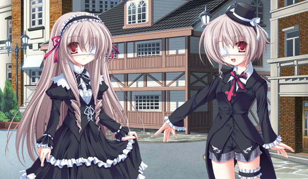 bonnet, dress, eyepatch, frills, gothic_lolita, hair_ribbon, hat, inugahora_an