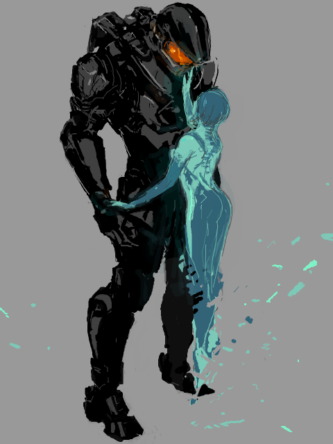 1girl, arisu-no-neko, ass, blue_hair, blue_skin, cortana, fading, halo_(game)