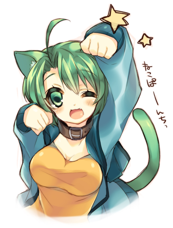 ;d, ahoge, animal_ears, blush, cat_ears, cat_tail, collarbone, enomoto_hina