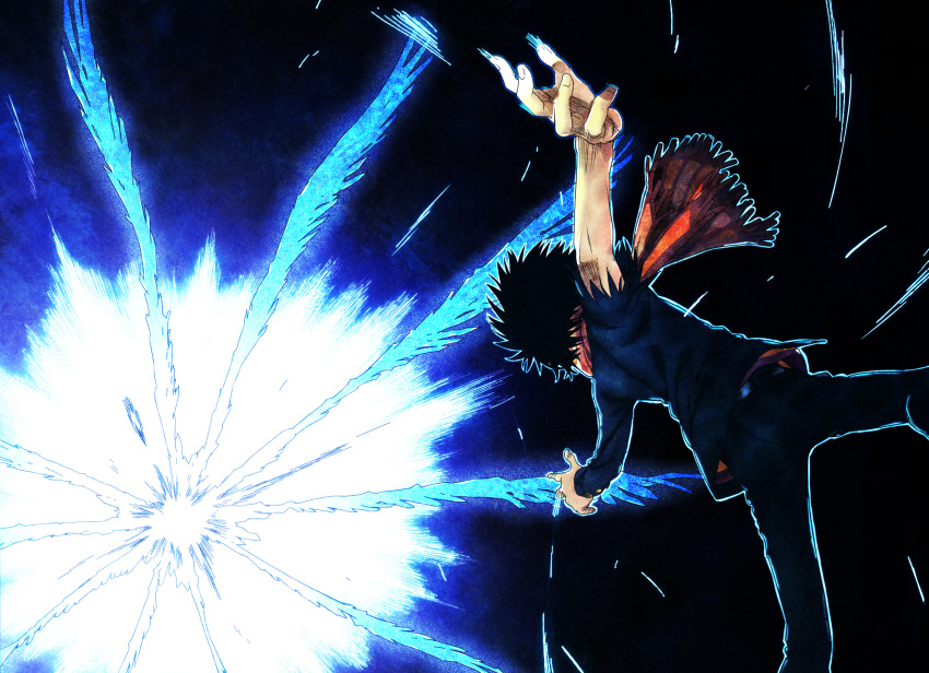 archangel_gabriel, black_hair, fighting, gazing_eye, haimura_kiyotaka, highres, icw_wings, kamijou_touma