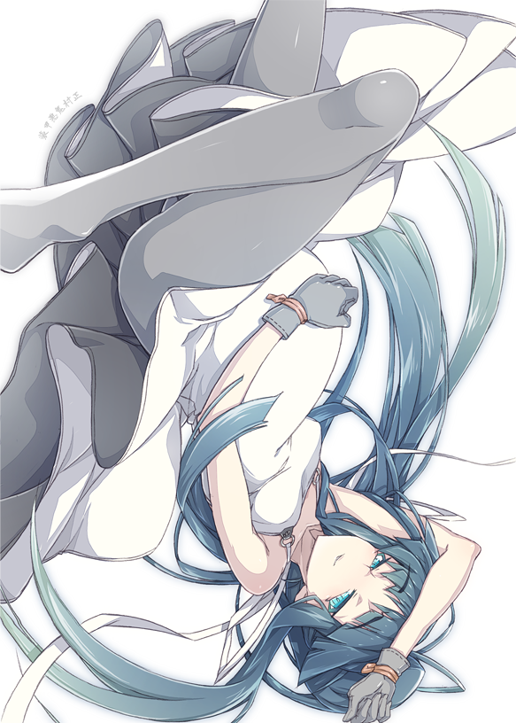 dougan_calpis_con, long_hair, looking_at_viewer, pantyhose, pregnant, solo, soukou_akki_muramasa, upside-down