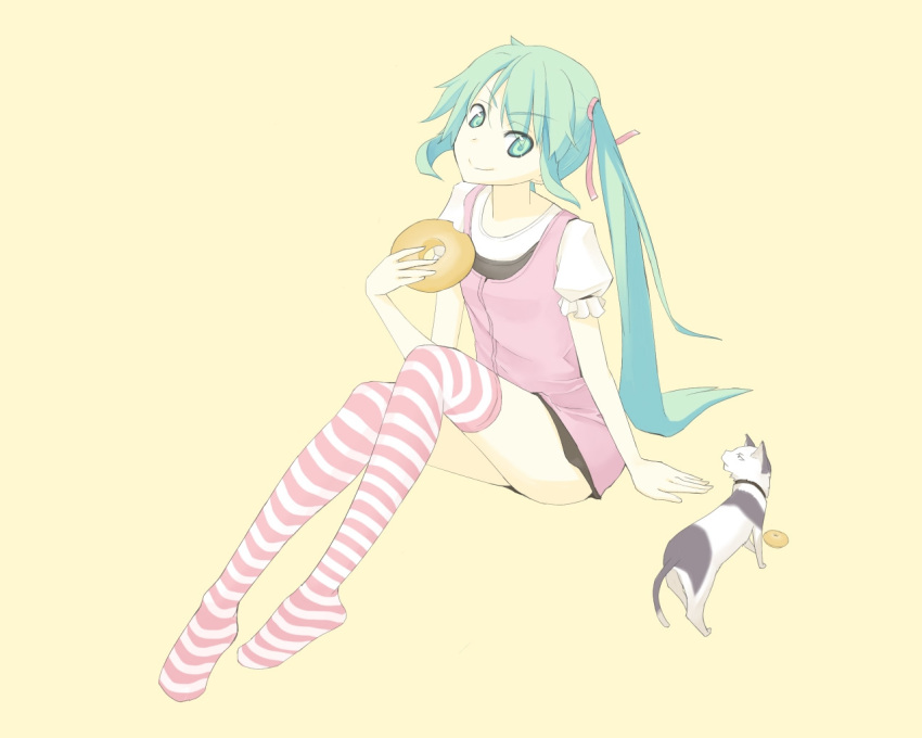 cat, hatsune_miku, powhu, vocaloid, yellow