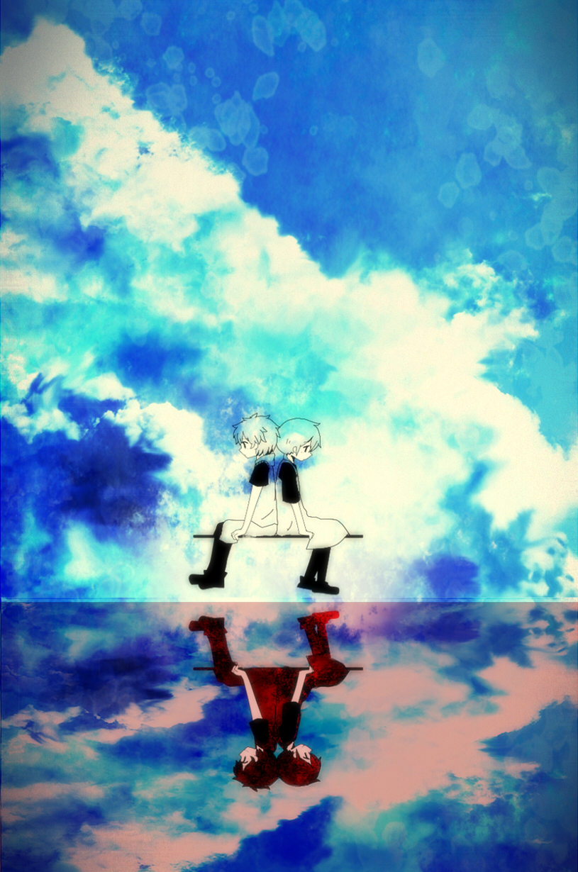 clouds, hibiya_(kagerou_project), highres, hiyori_(kagerou_project), kagerou_days_(vocaloid), kagerou_project, kurokii, reflection