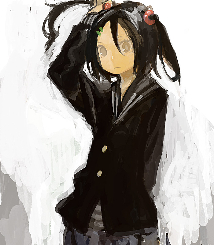 black_hair, hair_ornament, hairclip, mizu_denpa, original, school_uniform, solo, twintails