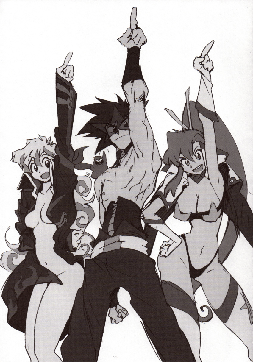 2girls, absurdres, bandeau, boota, breasts, censored, cleavage, convenient_censoring