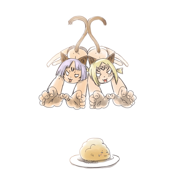 :3, animal_ears, blonde_hair, comic, final_fantasy, final_fantasy_xi, mithra, multiple_girls