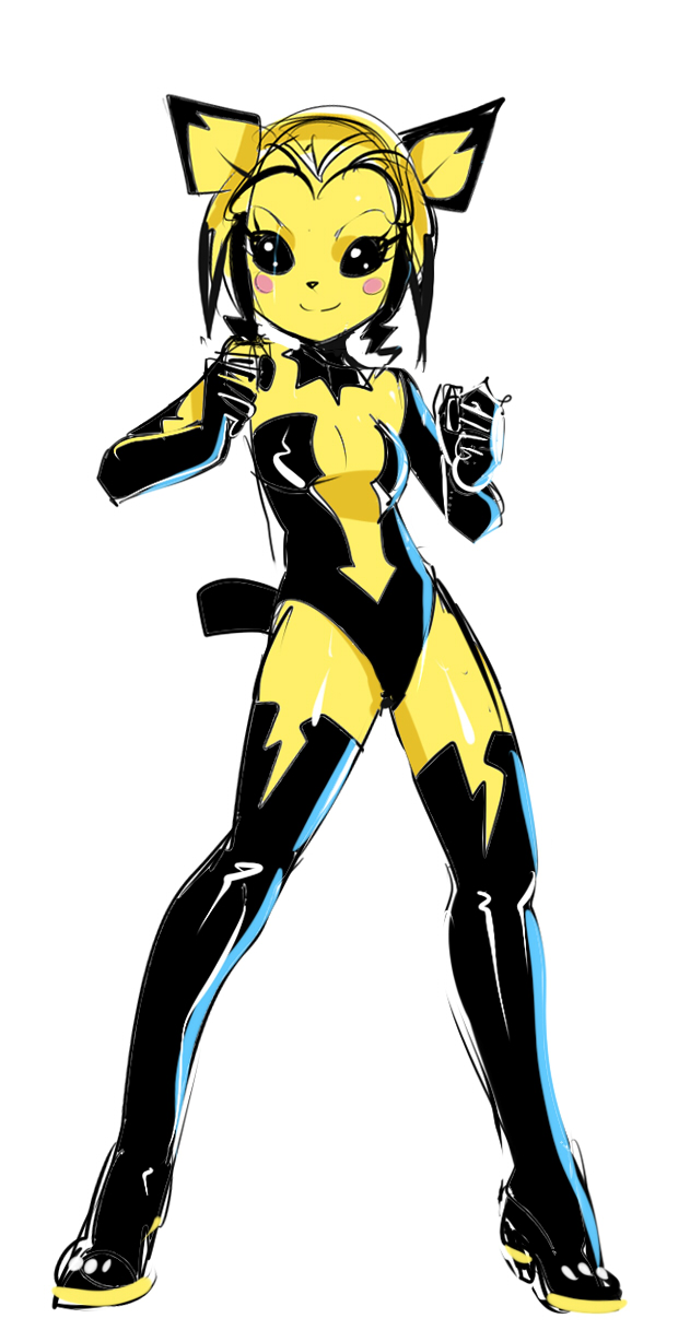 animal_ears, black_gloves, black_hair, black_legwear, blonde_hair, blush_stickers, boots, detached_collar