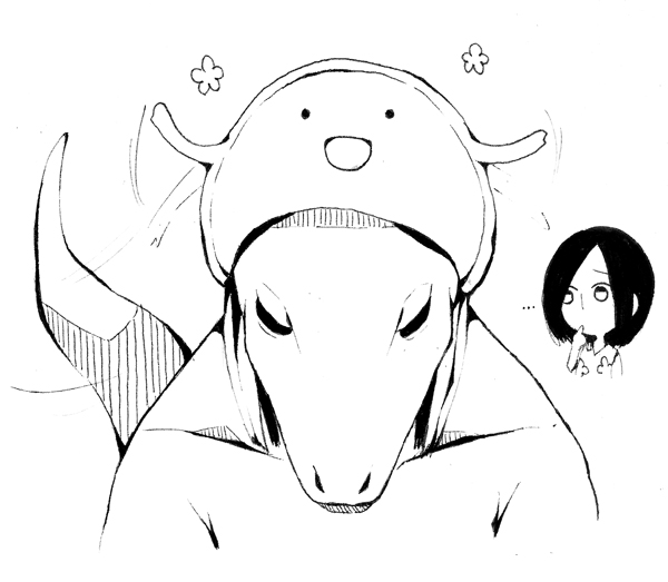 bangs, monochrome, monster, scp-053, scp-682, scp-999, scp_foundation, seriko_(seo77000)