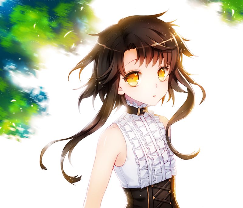 black_hair, collar, frills, keikazz, looking_at_viewer, mole, payot, short_hair