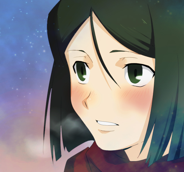 37suihan46, blush, breath, fate/zero, fate_(series), green_eyes, green_hair, scarf