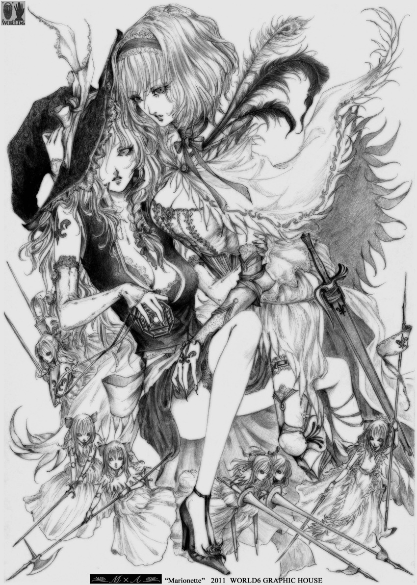 2011, 2girls, absurdres, alice_margatroid, armor, bow, breasts, character_request