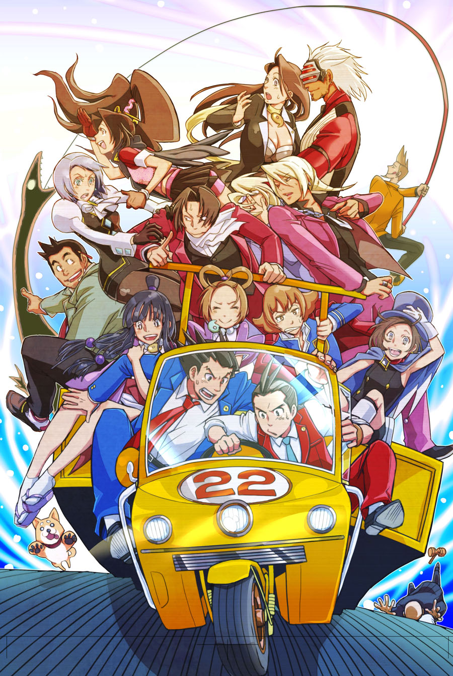 >_<, 6+girls, :3, ^_^, alternate_color, alternate_hair_color, animal, antenna_hair