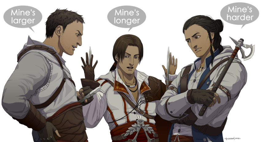altair_ibn_la-ahad, artist_name, assassin's_creed, assassin's_creed_ii, assassin's_creed_iii, belt, blade, brown_eyes