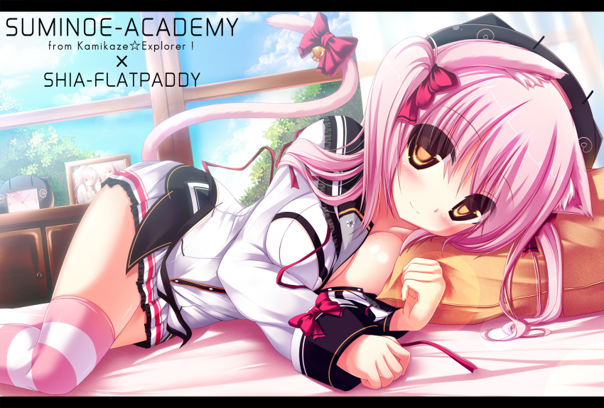 animal_ears, bell, breasts, cat_ears, cat_tail, character_name, cosplay, hat