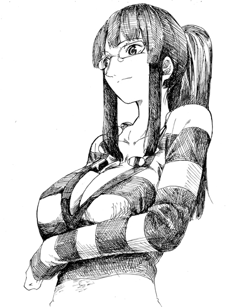 cleavage, glasses, kotoba, monochrome, nico_robin, one_piece, one_piece:_strong_world, ponytail