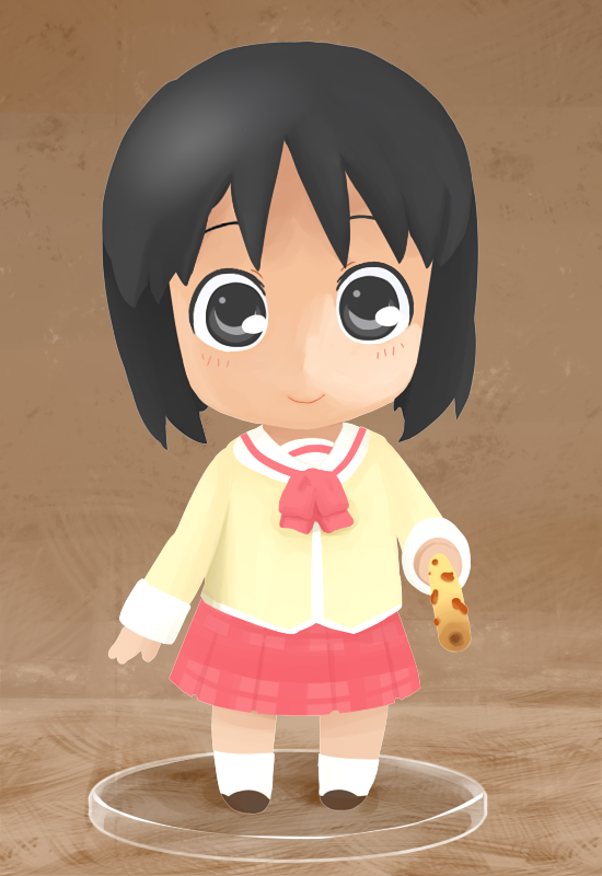 black_eyes, black_hair, chikuwa, faux_figurine, figure, food, kuro_tomato_(tezukuri), nendoroid
