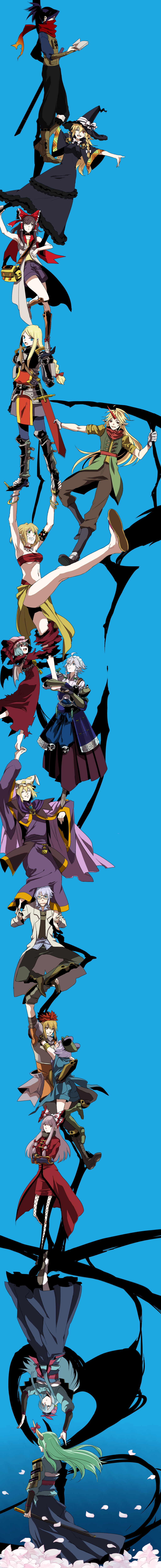 6+girls, absurdres, ahoge, alternate_costume, animal_ears, aqua_hair, armor, armpits