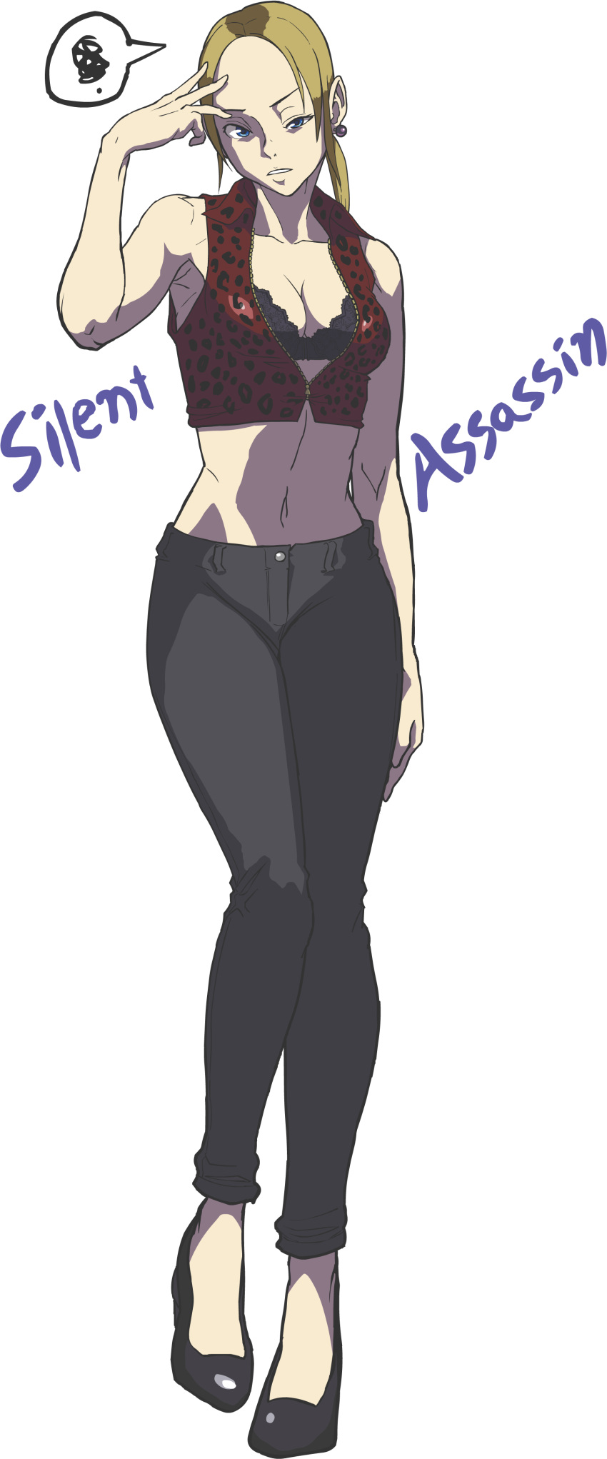 absurdres, alternate_costume, armpits, baka_guruo, bare_shoulders, black_bra, blue_eyes, bra