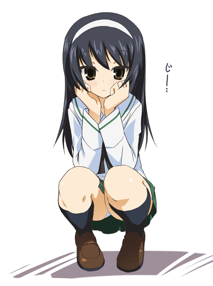 black_hair, brown_eyes, girls_und_panzer, hairband, long_hair, ouhashi, panties, pantyshot