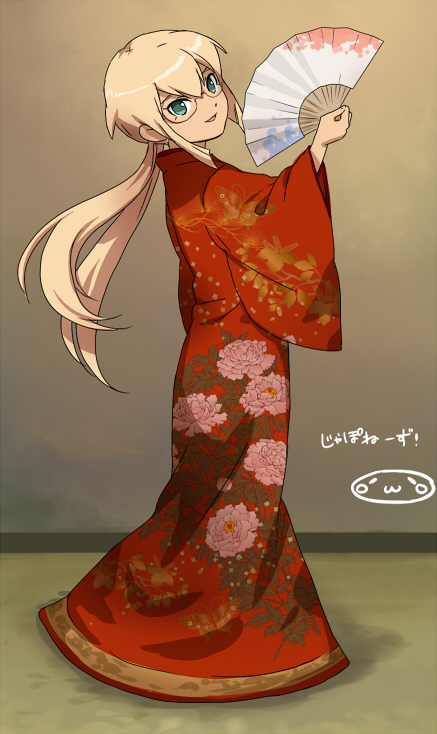 blonde_hair, fan, folding_fan, from_behind, fusion, glasses, inazuma_eleven_(series), inazuma_eleven_go