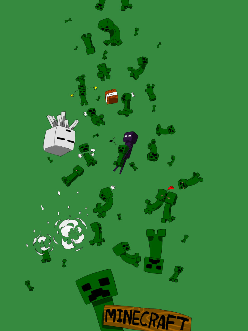 blush, creeper, enderman, ghast, green_background, heart, highres, kiss